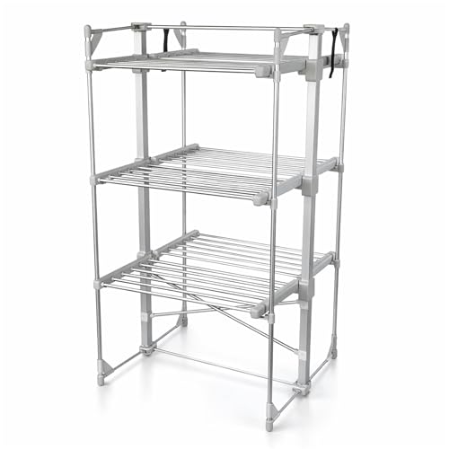 Oypla 3 Tier Electrical Heated Folding Clothes Horse Airer Dryer with 36 Heated Rails