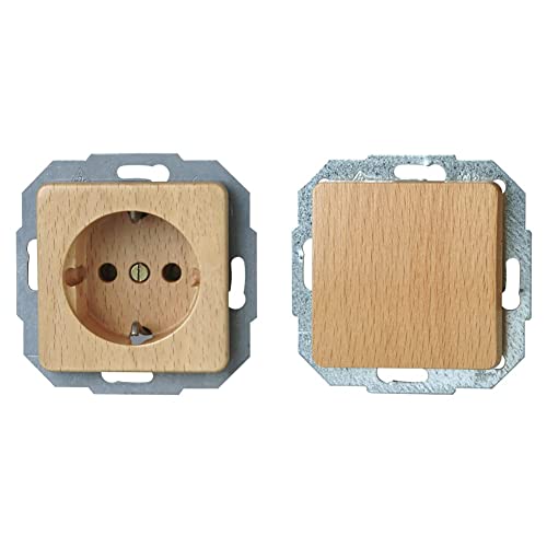 Kopp 914831080 Milano Buche Schutzkontakt-Steckdose & 618631089 Milano Buche Universalschalter (Aus- und Wechselschalter)