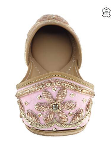 Image of Fulkari Women's Murraya Genuine Soft Leather Juttis | Bite and Pinch Free Jutis | Punjabi Jutti For Ladies | Bridal Ethnic Stylish Mojari Flats For Girls |