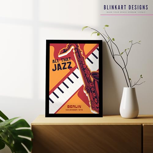 Image of BLINKART All That Jazz Abstract Wall Art Painting Print Design | Aesthetic Wall Decor Photo Artwork Frame Decoration Hanging Home Bedroom Living Room Office Wall Decor | T004 | 13x10 Inches