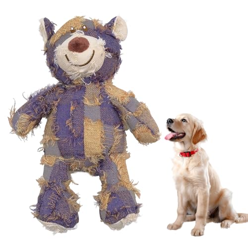 Mritrit Juguete para perros, oso de peluche para perros, sonido Kong Teddy para mascotas, juguete para masticar, cachorro mediano y grande (24 cm, oso morado)