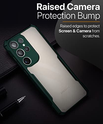Image of WOW IMAGINE Shock Proof Clear Protective Back Case for Samsung Galaxy S23 Ultra 5G - AirEDGE Technology | 360 Degree Camera Protection | Transparent Hybrid Back Case Mobile Cover - Green