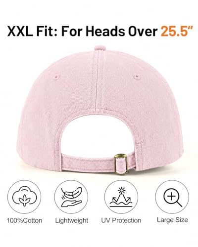 Image of XXL Baseball Cap For Big Heads, Soft Crown Washed Dad Hat, Oversized Denim Cap For Men Women Golf, Travel, Daily Wear