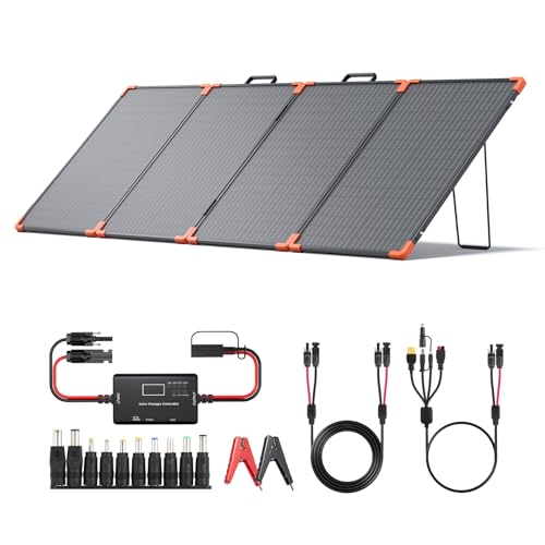 ZOUPW 200W Portable Solar Panel (Tempered Glass),Heavy-Duty Foldable Mono Solar Charger for Jackery Explorer 1000 v2/EcoFlow Delta 2/Bluetti,IP67 Waterproof Off-Grid Power for RV Camping Power Backup