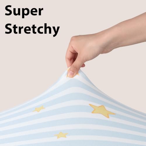 Image of Baby Crib Sheets for Boys and Girls, 3 Pack Toddler Bed Sheets for 52 inchx28 inch Standard Toddler Mattresses, Soft Microfiber Fitted Crib Sheets Neutral Blue Truck