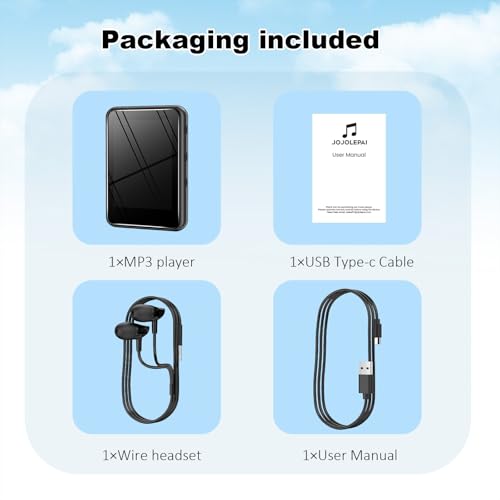 Light Blue MP3 Player with Bluetooth 5.3, 32GB Touchscreen Portable Music Player,Built-in Speaker,FM Radio,Voice Recorder,HiFi Sound,Expandable to 128GB &ndash; Perfect for Running,Travel,Study & Relaxation