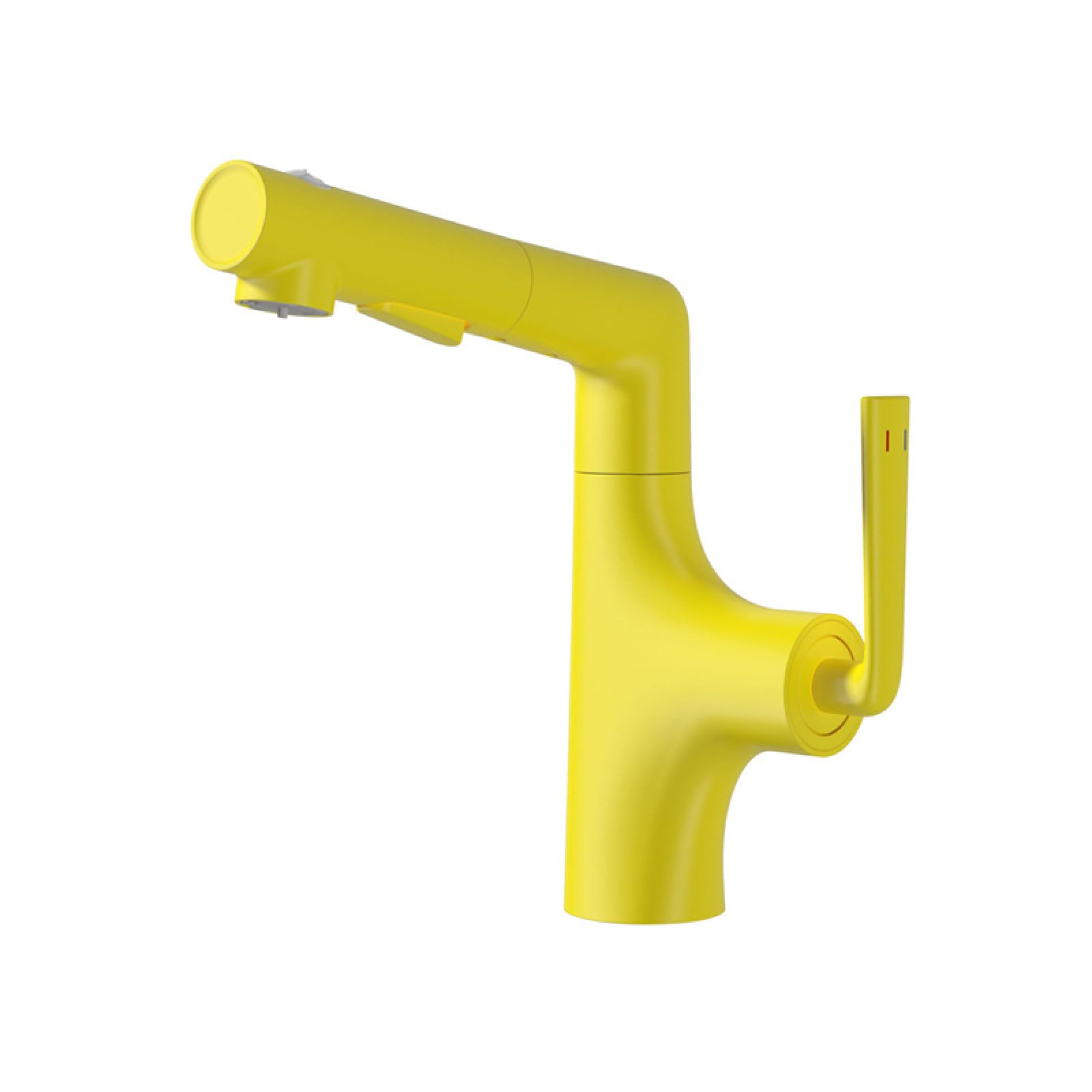 Fanjubei Yellow Bathroom All-Copper Hot And Cold Pulled Noodles Basin Faucet