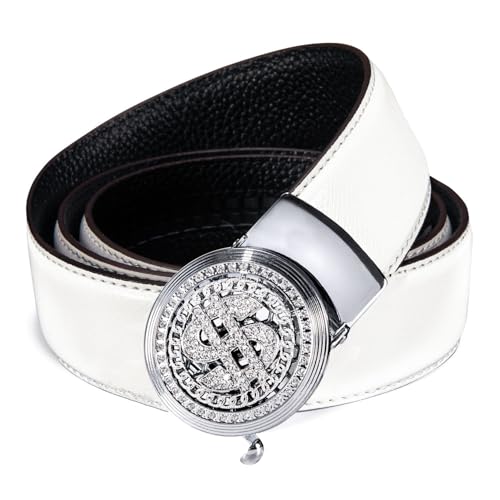 Image of Dubulle Designer Men's Belts, Ratchet Leather Sliding Buckle Dress Belt