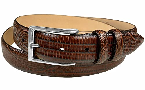 Adam Silver Men's Genuine Italian Calfskin Leather Dress Belt 1-1/8