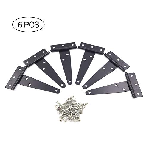 Basong - Bisagra en forma de T para puerta de granero (6 unidades), color negro