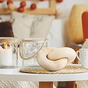 Wood Chain Decor, 2-Link Decorative Chain Hand Carved Boho Wood Knot Decor for Bookshelf Desk Living Room Coffee Table Farmhouse Wood Decor Ornament (Natural) Wood Chain Decor 2 Link Decorative Chain Hand Carved Boho Wood Knot Decor for Bookshelf Desk Living Room Coffee Table Farmhouse Wood Decor Ornament Natural