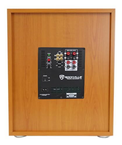 Image of Rockville Rock Shaker 15 inch Classic Wood Powered Subwoofer Home Theater