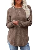 Saloogoe Fall Outfits for Women 2024 Long Sleeve Shirtd Tunic Tops for Women Winter Pullover Sweaters Maternity Clothes Coffee L