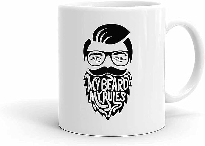 Funny Quotes "My Beard My Rules" Printed Ceramic Coffee Mug 325ml, Perfect Gifting