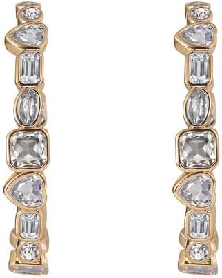 Daisy Fuentes Gold Tone Post Hoop Earrings with CZ Stones - Image 2