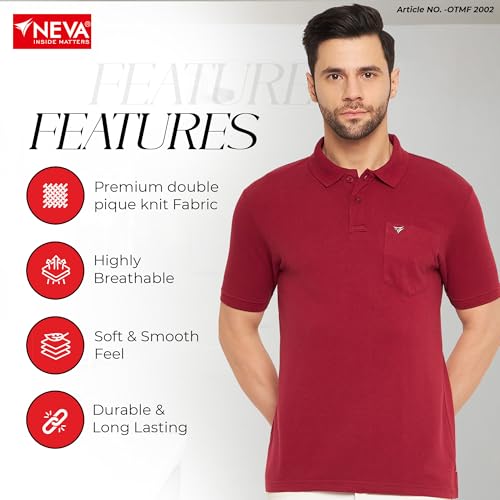 Image of NEVA Men's Regular Fit Half Sleeve Polo Neck T-Shirt with Chest Pocket