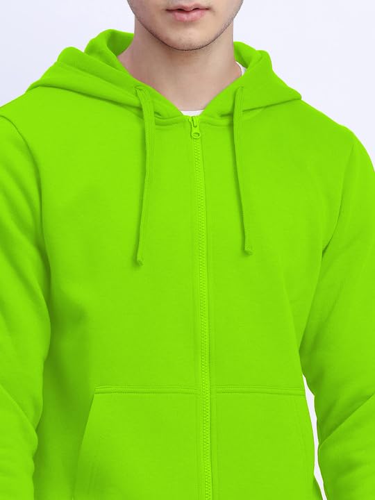 Image of LAZYCHUNKS Men's Cotton Blend Zipper Hooded Sweatshirt | Full Sleeve Hooded Neck Jacket | Regular Fit with Kangaroo Pocket | Stylish Winter Wear for Men