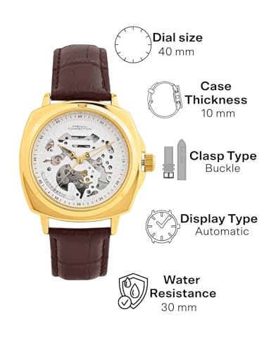 Image of French Connection Silver Skeleton Dial | Automatic Watch for Men's | FCA03-7