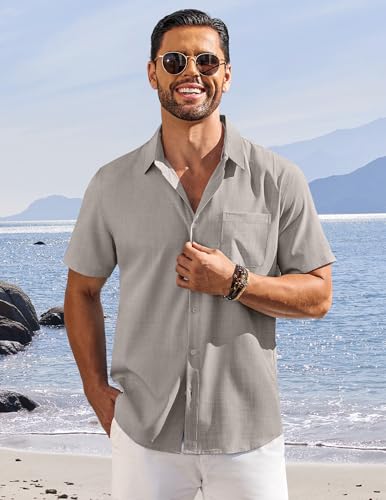 Chemise en lin homme COOFANDY à manches courtes pour été décontracté