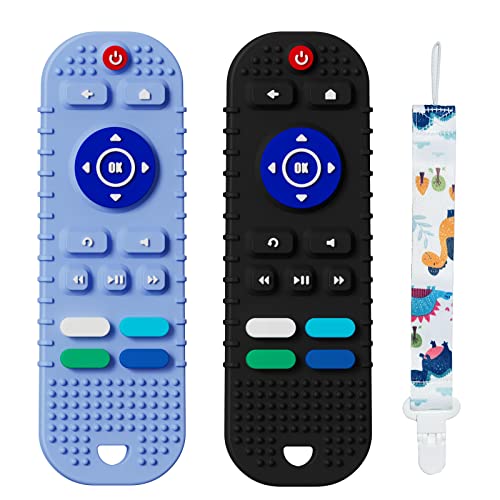 Image of 2 Pack Silicone Baby Teething Toys - Silicone Teethers for Babies, Remote Control Shape Teething Toys, Baby Chew Toys Infants Toddle Boy, BPA Free