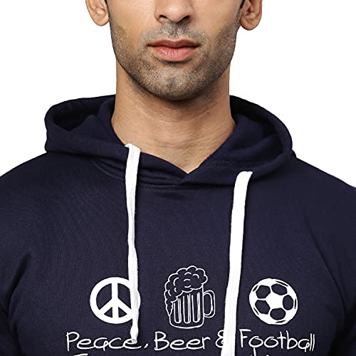 Image of CAHOOT Men Navy Blue New Fashionable Full Sleeve Stylish Casual Hooded Sweatshirts