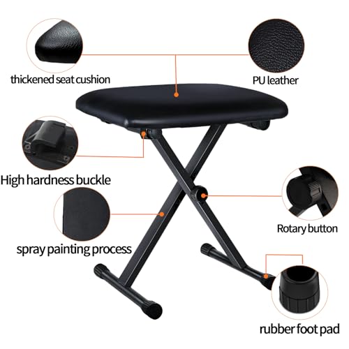 image for Petjirohot Keyboard Bench X-Style Height Adjustable 16-20in Padded Cus