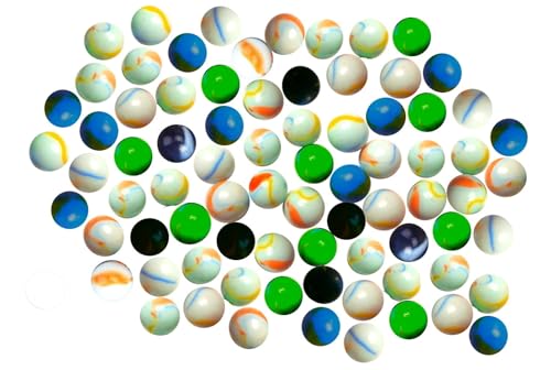 Générique Lot de 75 Billes Verre Ø 1.5 cm Agates Blanches Noires Vertes Bleues