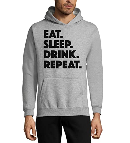 Sweat à capuche gris Eat Sleep Drink Repeat en coton mixte pour homme et femme