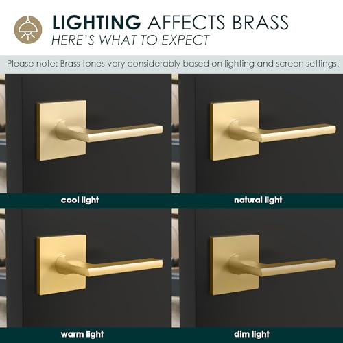 Image of Mega Handles Prime Passage Lever Door Handle for Closet or French Doors, Single Side Door Levers, Fits All Standard Door Sizes, Covered Screws Included - Satin Brass /Matte Black (1 Pack) 5 inch