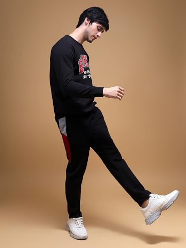 Image of Cotton Fleece Regular Fit Full Sleeves Sweatshirt & Lower Combo Set Tracksuit With Kangaroo Pockets For Men| Gym Home Workouts Training Jogging Hiking