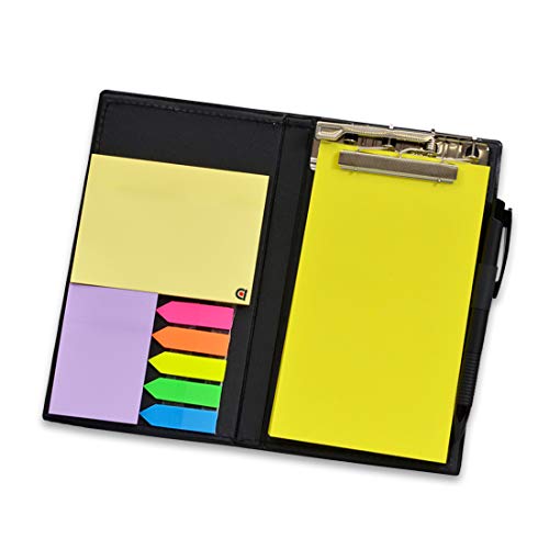 Image of COI Notepad Memo Holder Desk Organizer with Colorful Sticky Notes Stationery Gift Set with Pen (Lemon)