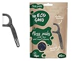 The Eco Gang Floss Picks Made from Plant Based Materials Vegan Charcoal