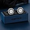 AMITER Initial Cuff Links Mens, Gold/Silver Tone Octagon Stainless Steel Cufflinks for Men, Personalized Cufflinks Letter A to Z, Father Husband Groomsmen Gifts, 18mm, Stainless Steel, no gemstone #5