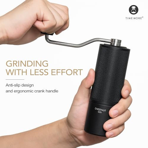 TIMEMORE Chestnut C2S Manual Coffee Grinder with Internal Adjustable Grind Setting, Capacity 20g Hand Coffee Grinder with Stainless Steel Conical Burr, for Espresso to French Press, Black