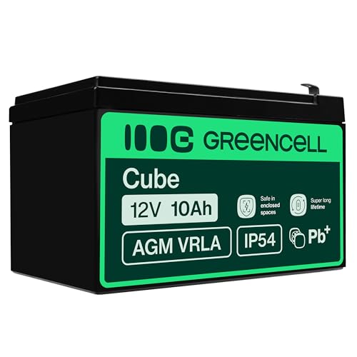 Greencell Batteria AGM 12V 10Ah al piombo accumulatore sigillata VRLA Senza manutezione ricaricabile Batterie di ricambio ermetica giocattoli per bambini allarme sistemi UPS eBike Scooter