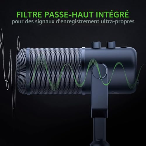 Razer Seiren Elite - Microphone à condensateur USB pour Le Streaming (Compact avec Amortisseur intégré, directivité supercardioïde, Filtre Passe-Haut, limiteur numérique/analogique) Noir