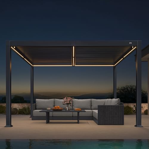 PURPLE LEAF Pergola 3 x 3.65 m mit Lamellendach Wasserdicht...