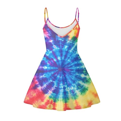 Image of Women's Spaghetti Strap Dress Summer Casual Swing Sundress Girls Beachwear Swing Mini Dress