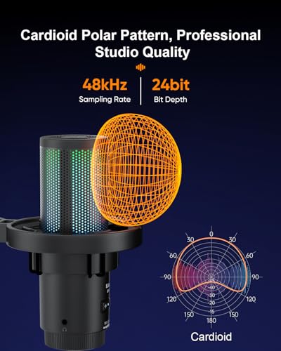 comica Ejoy Uni PRO(D) Microfone Sem Fio USB com Cancelamento de Ruído, Luzes RGB, Monitoramento, Si