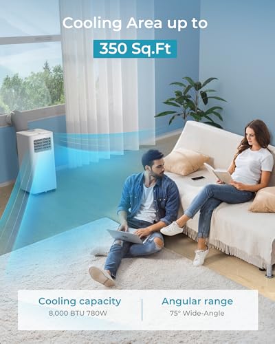 Image of EUHOMY Portable Air Conditioners 8,000 Btu, 3 in 1 Portable Cooling AC with Dehumidifier, Fan, Sleep Modes, AC Unit with Remote Control & 24H Timer for Bedroom, Rooms, Apartments up to 350 Sq.Ft.