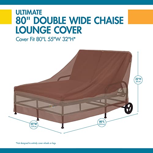 Duck Covers Ultimate Waterproof 82 Inch Double Wide Patio Chaise Lounge Chair Cover, Patio Furniture Covers