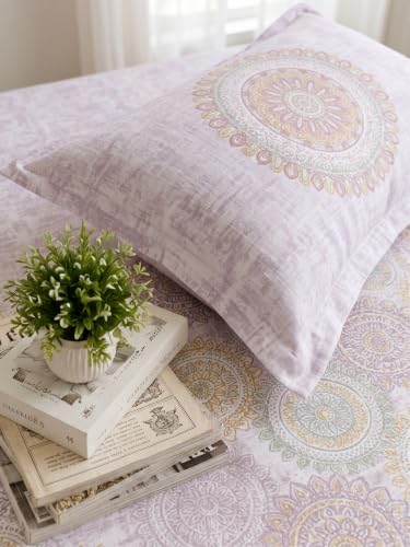 Image of Mafatlal 186 TC Spring Glory 100% Cotton Single Flat Bedsheet | 60 x 90 Inches | Soft & Breathable Floral Printed Bed Linen | Includes 1 Matching Pillow Cover | Floral Pink