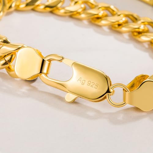 Pulsera de plata 925 para hombre diseño cubano 8 mm oro miniatura 6