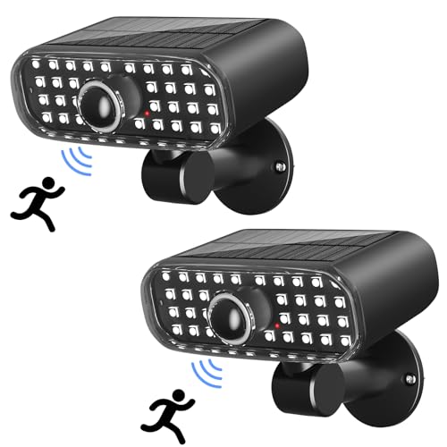 Birnetek® Luces Solares Led Exterior Jardin con Sensor de Movimiento, Ultra Brillante Luz Solar Exterior Jardin, 120° Iluminación, 3 Modes, IP65 Focos Led Exterior Solares para Jardin, Juego de 2