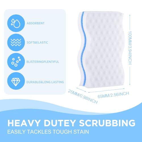 Image of SiliFine Magic Extra Durable Sponge Eraser 3 Layer Density Cleaning Pads in Bulk Thick More Lasting Sponge Eraser for Bathroom Kitchen Floor Bathtub Toilet Cleaner(60 Pcs,White, Blue)