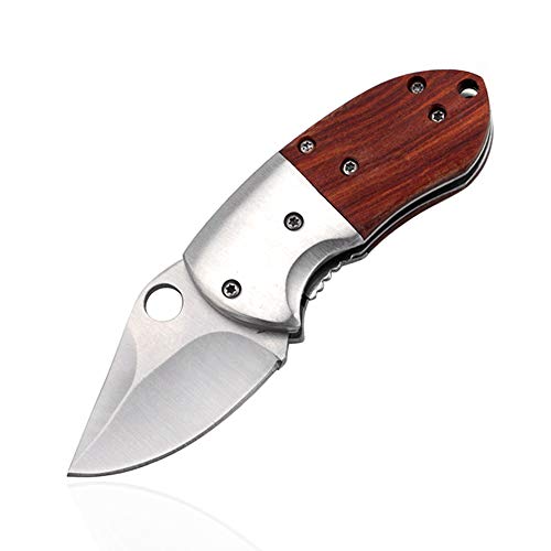 BYKCO Mini Folding Pocket Knife, Everyday Carry Fold-able Knives, Stainless Steel Rosewood Handle