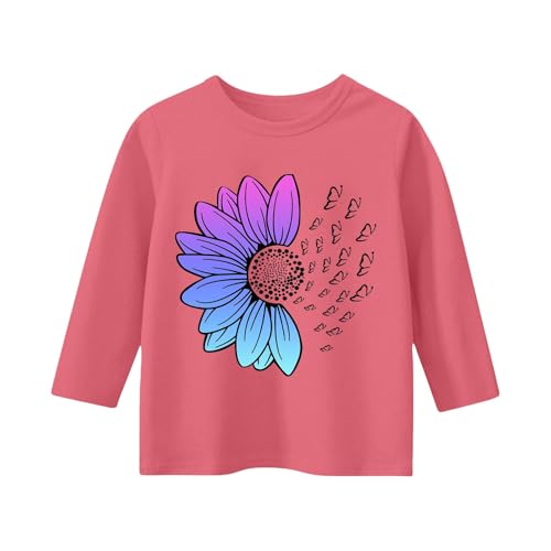 Girls Graphic Tees 3/4 Length Sleeve Crew Neck Tops Blouses Floral Summer Casual Tshirts Loose Athletic Tunic Tops2