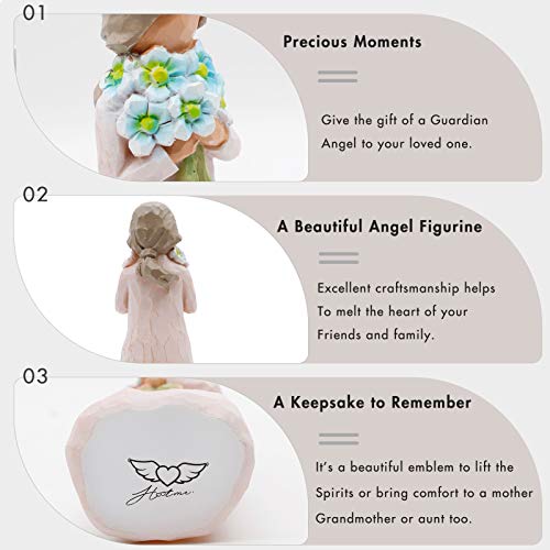 Guardian Angel Figurine, Forget Me Not - Hand Carved Praying Angel Sculpture, Encouragement Present, Home Decoration Gift to Show Love, Sympathy, Gratitude, Bereavement, Friendship or Prayer