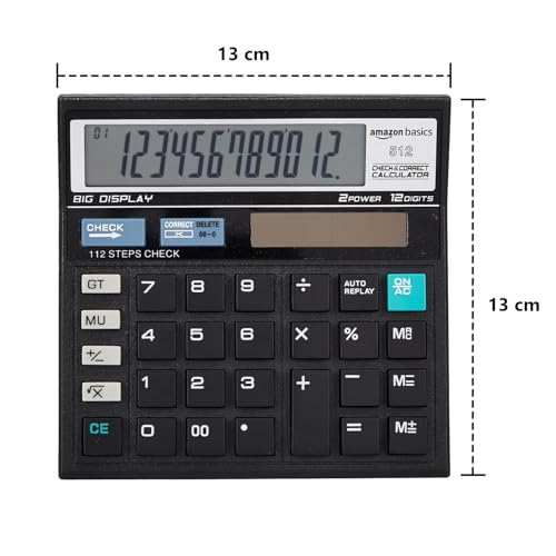 Image of Amazon Basics AB-512 12-Digit Display Basic Calculator(Black)