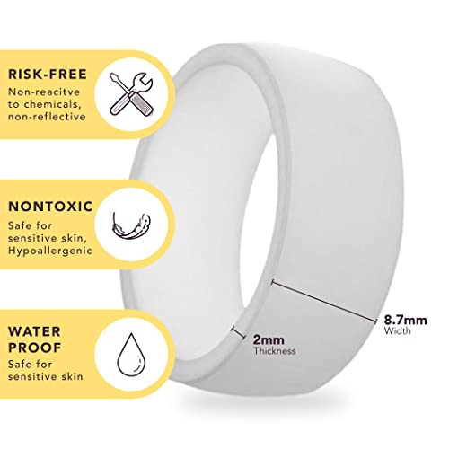 Personalized Broad Silicone Wedding Ring, Engagement Ring, Silicone Rubber Wedding Bands for Men Women, Custom Laser Engraved, Anniversary Idea for Couples3